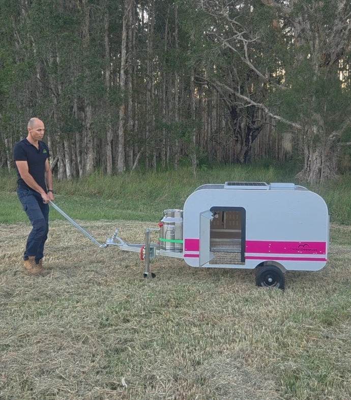 Chicken Caravan 10 being pulled along, showing how it can be moved
