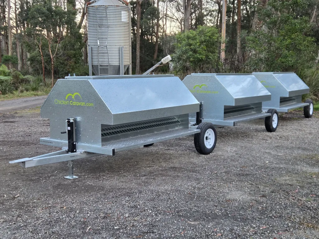 Chicken-Caravan-Feed-Trailer-1000-3-hooked-together